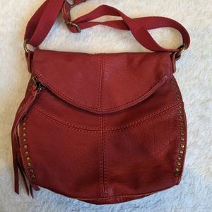 The Sak Red Studded Leather Crossbody Satchel